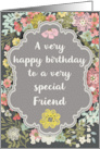 Friend Birthday Pretty Pastel Flowers and Frame card