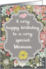 To Her Special Woman Birthday Pretty Pastel Flowers and Frame card