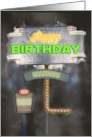 Grandson Birthday Vintage Road Signs at Night card