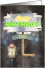 Son 21st Birthday Birthday Vintage Road Signs at Night card