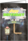 Son 28th Birthday Birthday Vintage Road Signs at Night card