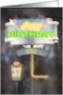 Son 37th Birthday Birthday Vintage Road Signs at Night card