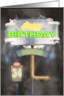Brother 34th Birthday Birthday Vintage Road Signs at Night card