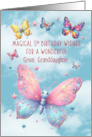 Great Granddaughter 5th Birthday Glittery Effect Butterflies and Stars card