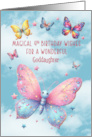 Goddaughter 4th Birthday Glittery Effect Butterflies and Stars card