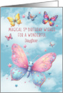 Daughter 5th Birthday Glittery Effect Butterflies and Stars card