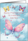 Great Niece 9th Birthday Glittery Effect Butterflies and Stars card