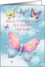 Little Sister 3rd Birthday Glittery Effect Butterflies and Stars card