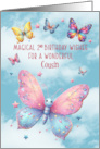 Cousin 2nd Birthday Glittery Effect Butterflies and Stars card
