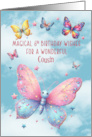 Cousin 6th Birthday Glittery Effect Butterflies and Stars card