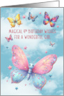 Little Girl 4th Birthday Glittery Effect Butterflies and Stars card