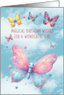 Young Girl Birthday Glittery Effect Butterflies and Stars card