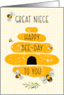 Great Niece Happy Birthday Whimsical and Colorful Beehive and Bees card