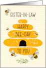 Sister in Law Happy Birthday Whimsical and Colorful Beehive and Bees card