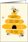 To Anyone Birthday Whimsical and Colorful Beehive and Bees card