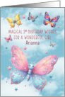 3rd Birthday Arianna Custom Name Glittery Effect Butterflies and Stars card