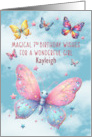 7th Birthday Kayleigh Custom Name Glittery Effect Butterflies card