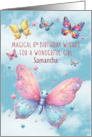 8th Birthday Samantha Custom Name Glittery Effect Butterflies card