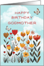 Godmother Birthday Whimsical Flowers and Butterflies card
