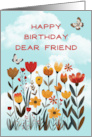 Friend Birthday Whimsical Flowers and Butterflies card
