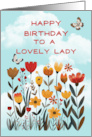 To Woman Birthday Whimsical Flowers and Butterflies card