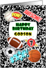 Godson 7th Birthday Notebook with Sports and Comic Stickers card