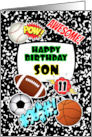 Son 11th Birthday Notebook with Sports and Comic Stickers card