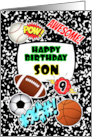 Son 9th Birthday Notebook with Sports and Comic Stickers card