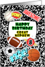 Great Nephew 8th Birthday Notebook with Sports and Comic Stickers card