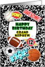 Grandnephew 12th Birthday Notebook with Sports and Comic Stickers card