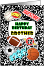 Brother 12th Birthday Notebook with Sports and Comic Stickers card