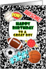 Boy Birthday Notebook with Sports and Comic Stickers card