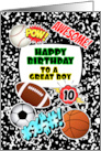 Boy 10th Birthday Notebook with Sports and Comic Stickers card