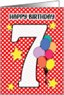 7th Birthday Festive and Bright Balloons and Stars card