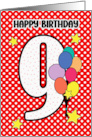 9th Birthday Festive and Bright Balloons and Stars card