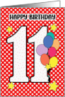 11th Birthday Festive and Bright Balloons and Stars card