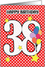 38th Birthday Festive and Bright Balloons and Stars card