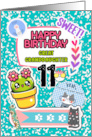 Great Granddaughter 11th Birthday Colorful Notebook and Stickers card