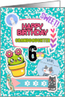 Granddaughter 6th Birthday Colorful Notebook and Stickers card