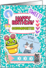 Goddaughter Birthday Colorful Notebook and Stickers card