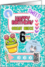 Great Niece 6th Birthday Colorful Notebook and Stickers card