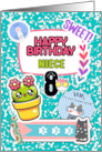 Niece 8th Birthday Colorful Notebook and Stickers card