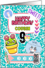 Cousin 9th Birthday Colorful Notebook and Stickers card