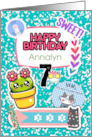 Annalyn 7th Birthday Custom Name Colorful Notebook and Stickers card