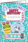 Josephine Birthday Custom Name Colorful Notebook and Stickers card