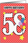 58th Birthday Festive and Bright Balloons and Stars card