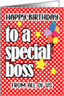 To Boss from Group Birthday Greeting with Balloons and Stars card