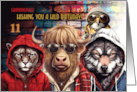 Grandnephew 11th Birthday Wild Hipster Animals with Graffiti card