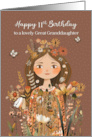 Great Granddaughter 11th Birthday Young Girl in Flowers card
