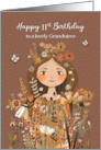Grandniece 11th Birthday Young Girl in Flowers with Butterflies card